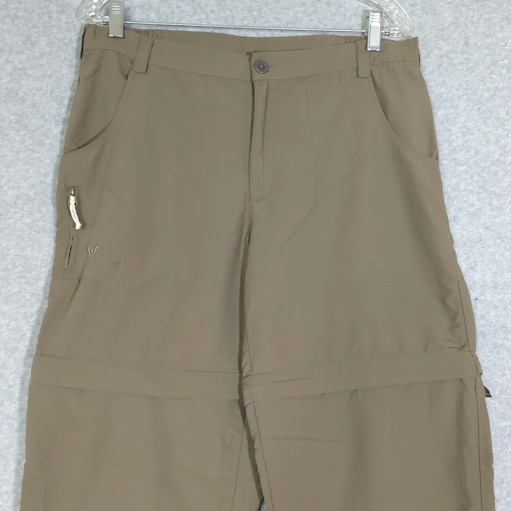 Men's L Green White Sierra Tech Hiking Zip Off Convertible‎ Pants Nylon Gorpcore